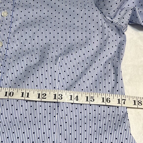 Ann Taylor Factory Women's Button Down Shirt S Blue White Polka Dot Long Sleeve - Picture 7 of 12